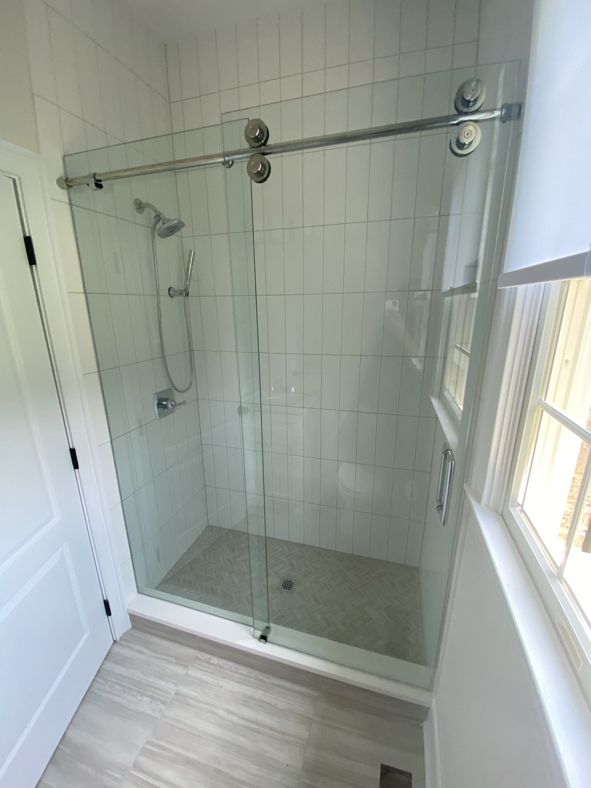 Crescent sliding door mitered handle chrome - Shower Doors of Wilmington