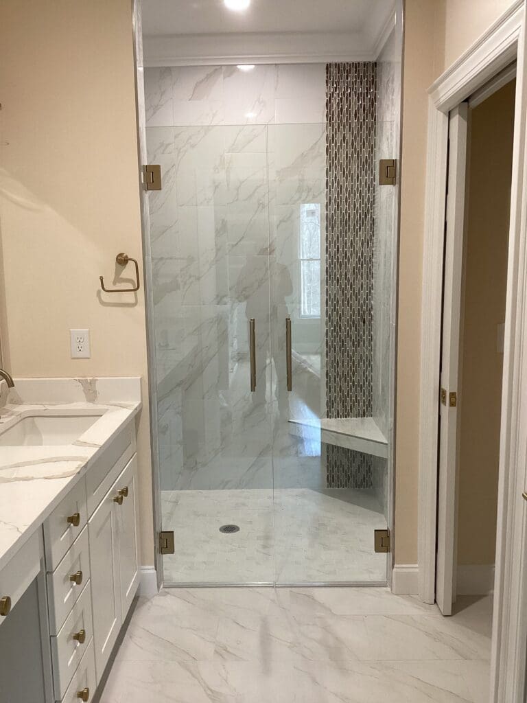 Double Doors BBRZ Ladder Pull copy - Shower Doors of Wilmington