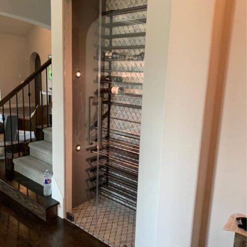 Double Wine Room Doors Pivot Hinges BN copy - Shower Doors of Wilmington